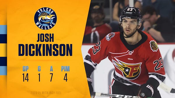 Walleye add center in Josh Dickinson